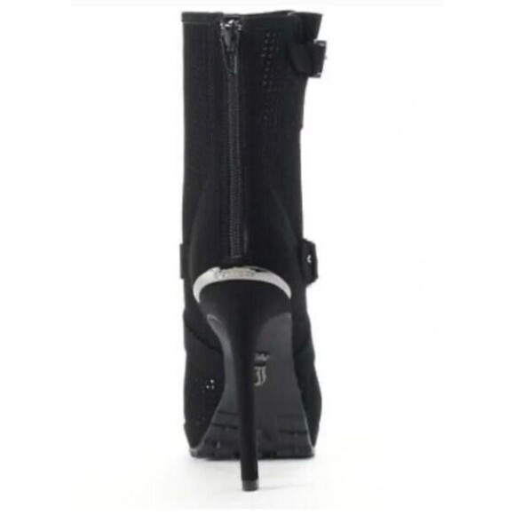 Juicy Couture Ankle Boots NWOB Fabia Black Perforated Peep Toe Platform Size 6.5 - Picture 2 of 11